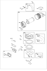 Air Cleaner Group Diagram and Parts List for 385447-0076-B5 200000 - 399999 Briggs and Stratton Engine